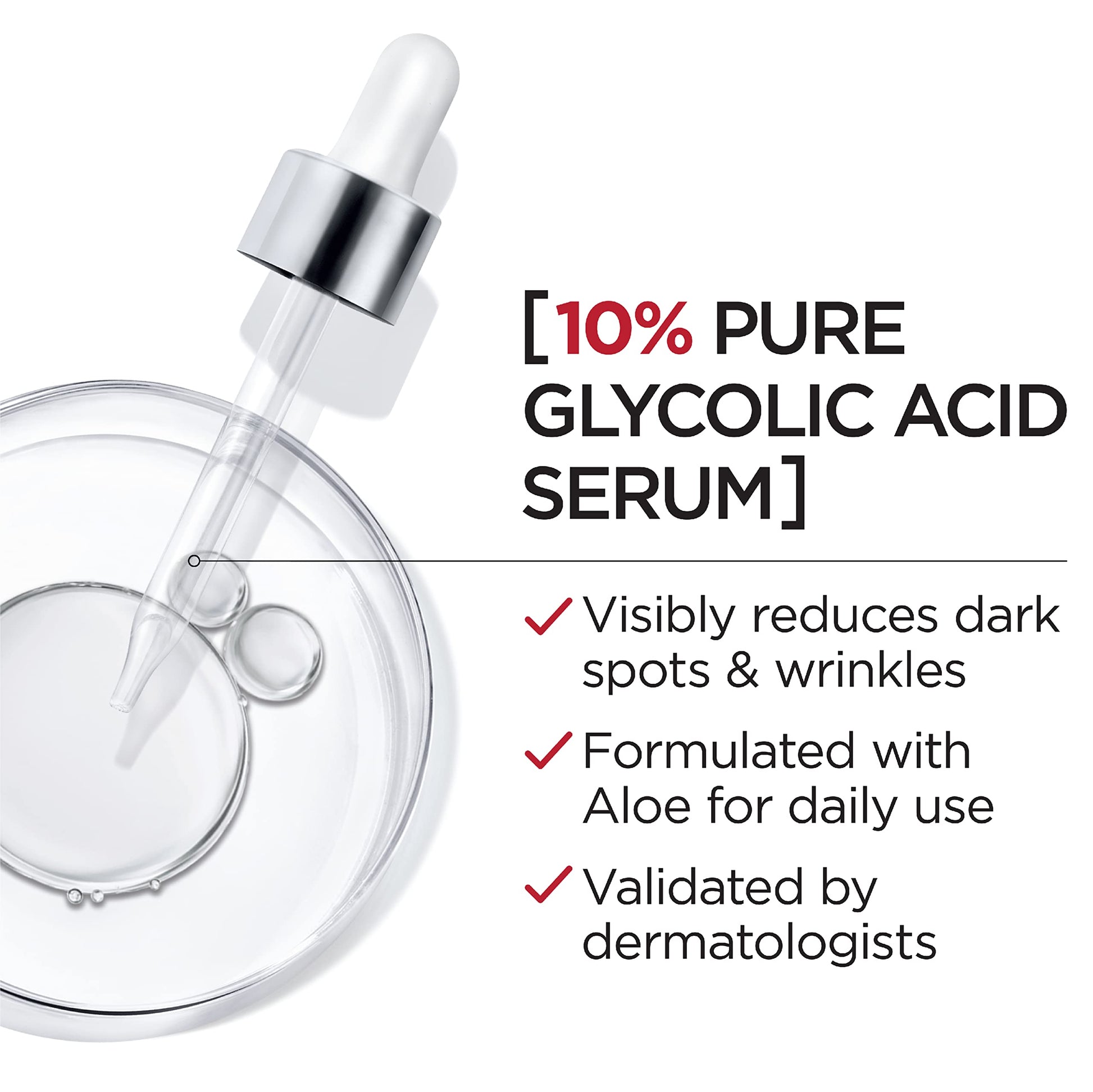 Pure Glycolic Acid Face Serum By L’Oreal Paris Skin Care I Revitalift Derm Intensives 10% Glycolic Acid Serum I Dark Spot Corrector To Even Tone & Reduce Wrinkles I 1.0 Oz