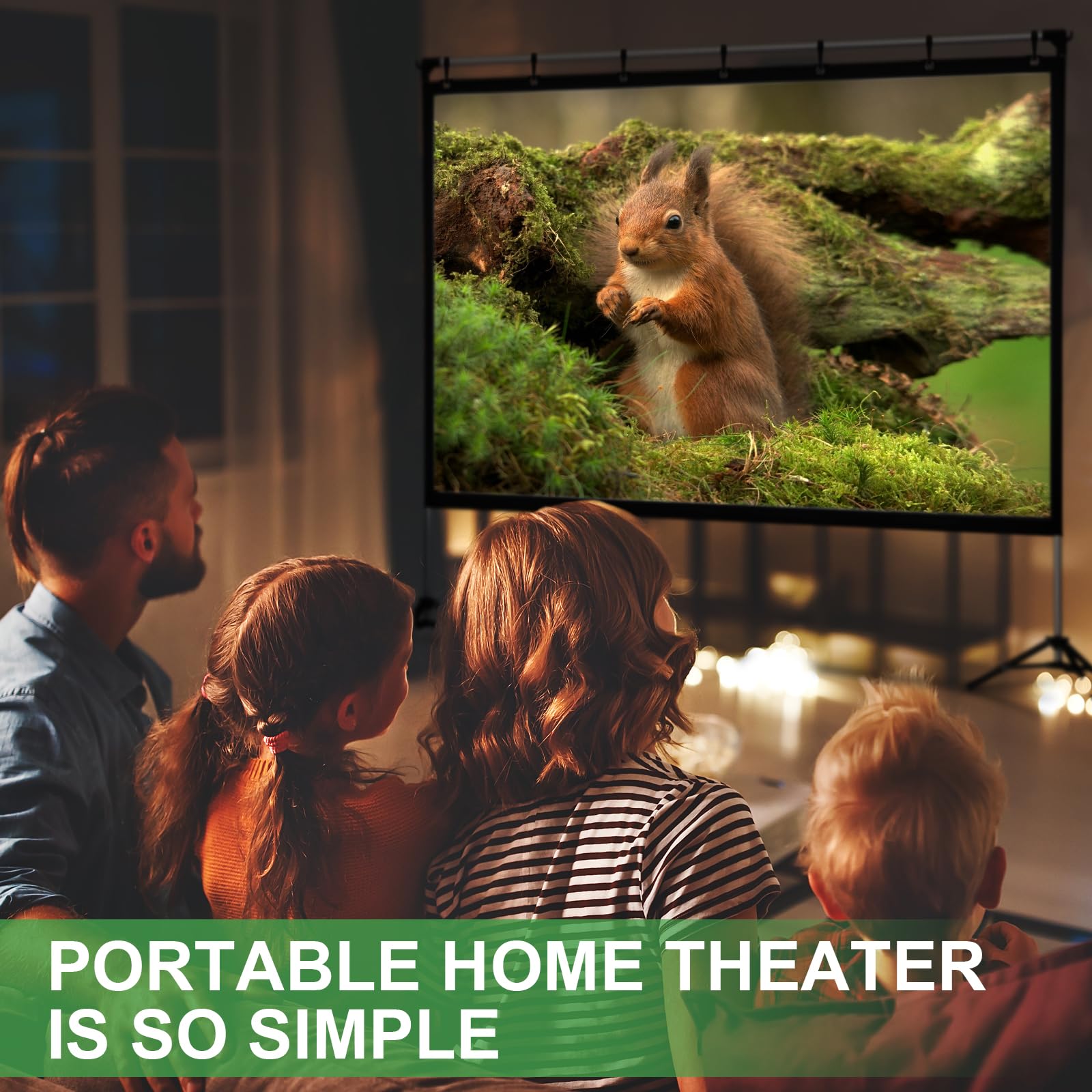 KdWiHVv - visualización de proyector portátil de 120 Pulgadas para Interiores y Exteriores, visualización de proyector 16:9 HD 4K sin Arrugas, visualización de película Ligera con Bolsa de Transporte