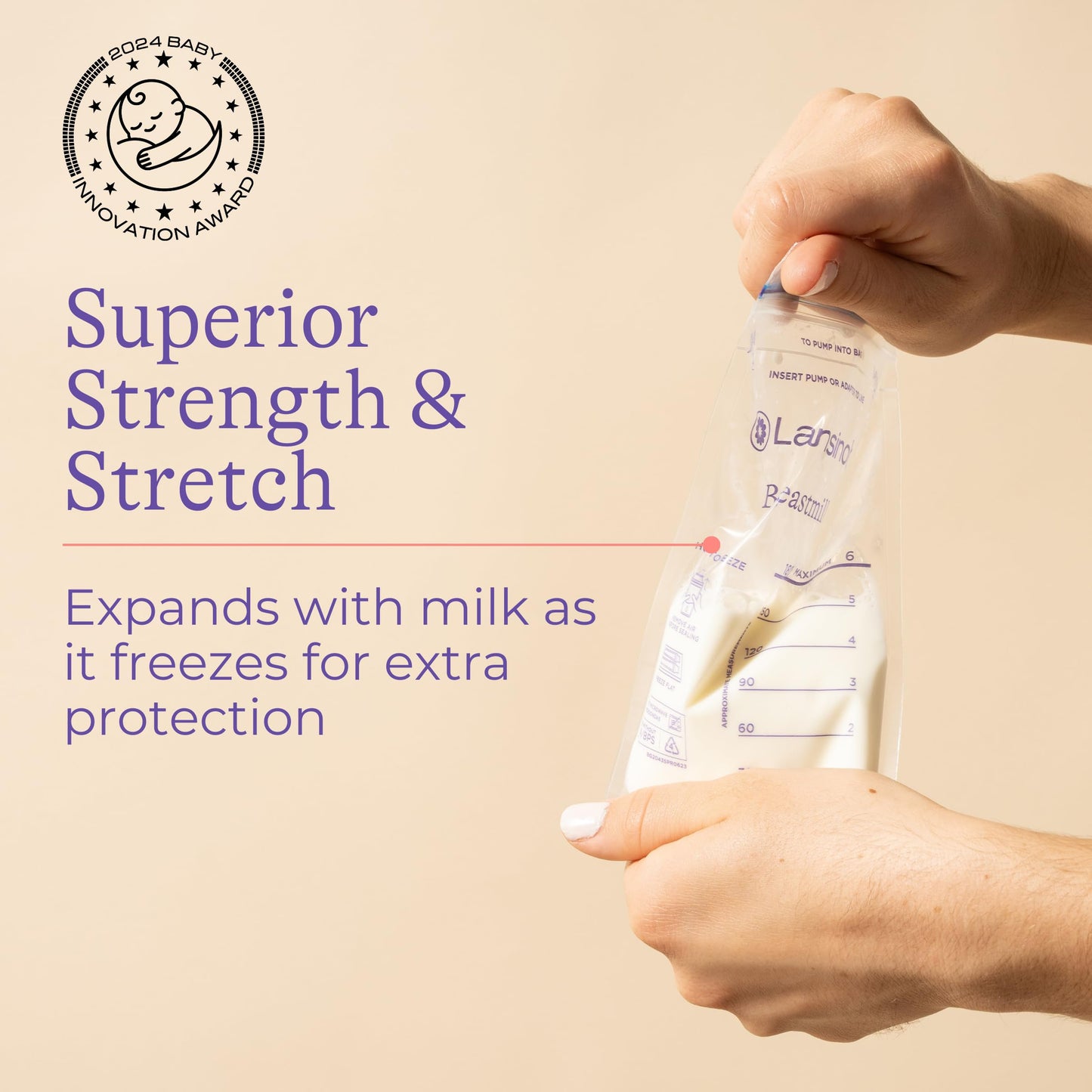 Lansinoh Breastmilk Storage Bags With Convenient Pour Spout and Patented Double Zipper Seal, Ideal for Storing and Freezing Breastmilk, 3 Packs of 25 Count (75 Count), BPA and BPS Free