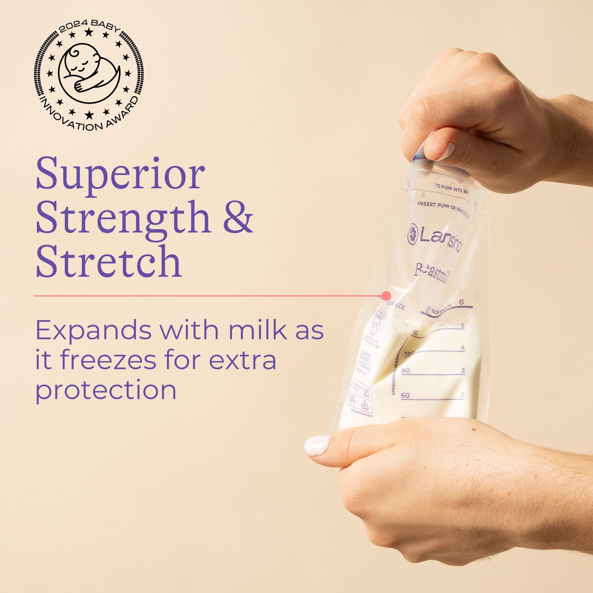 Lansinoh Breastmilk Storage Bags With Convenient Pour Spout and Patented Double Zipper Seal, Ideal for Storing and Freezing Breastmilk, 3 Packs of 25 Count (75 Count), BPA and BPS Free