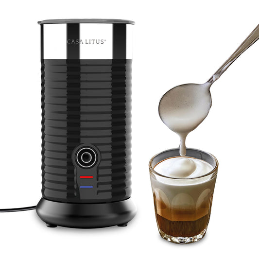 CASA LITUS Espumador de Leche Eléctrico Profesional de Acero Inoxidable (190 ml), Calienta y Espuma en Segundos, Batidora para Capuchino, Latte, Matcha y Chocolate, Leche Caliente y Fría, Mod. Beirut