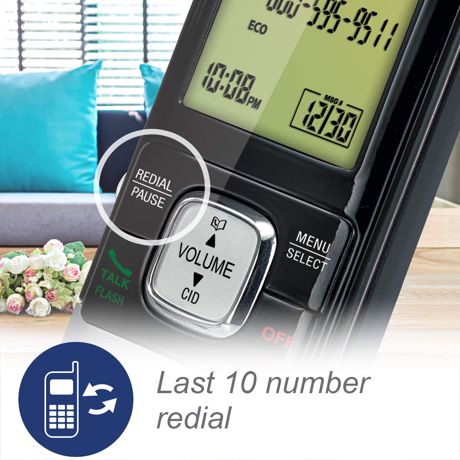 Teléfono Vtech DECT 6.0 con base para identificación de llamadas y llamada en espera, Plateado/Negro