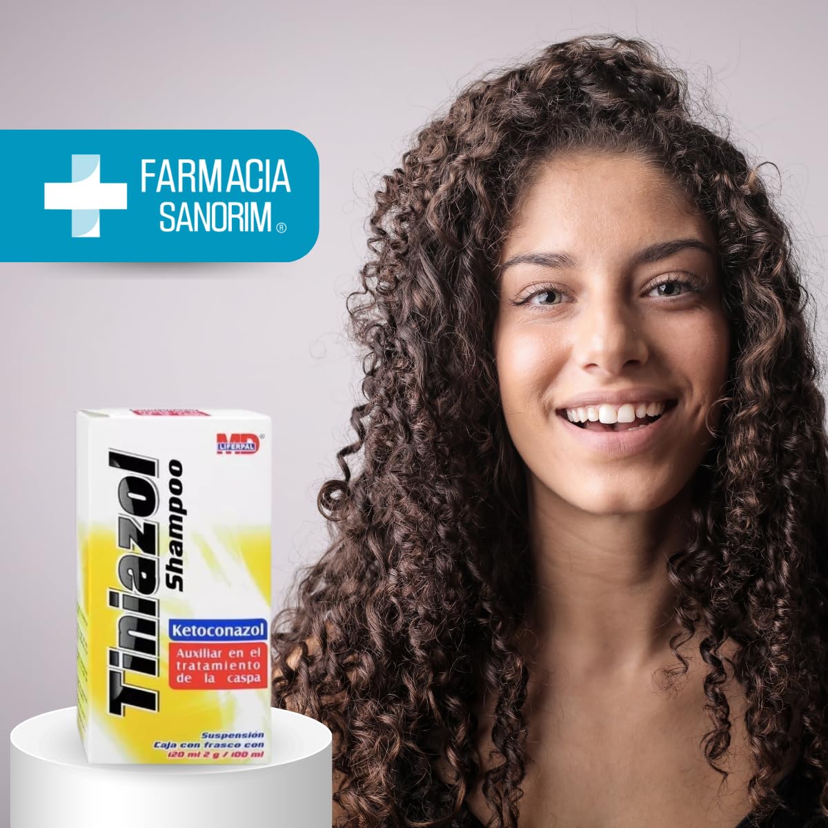 Tiniazol Ketoconazol Shampoo 2 g / 100 Botella con 120 mL Shampoo para la Caspa Seborrea Alopecia Dermatológico MD Liferpal Laboratorios Pack (3)