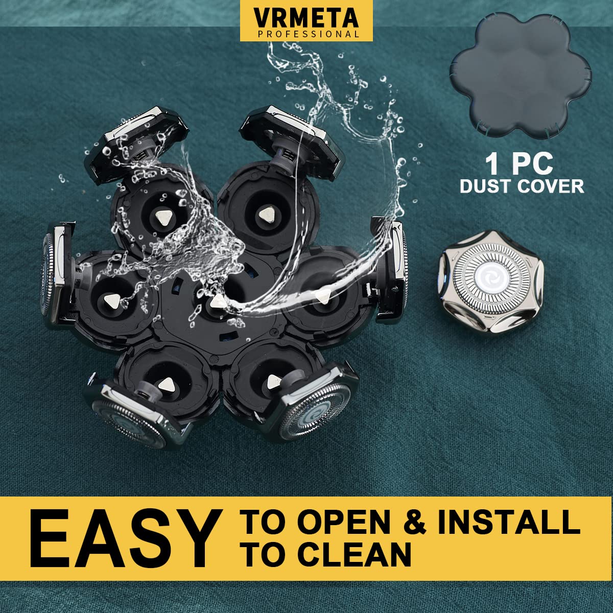 Cabezales De Repuesto VRMETA Plata Cuchillas Afiladas Para Afeitadora Rotativa Eléctrica 7 Cabezas