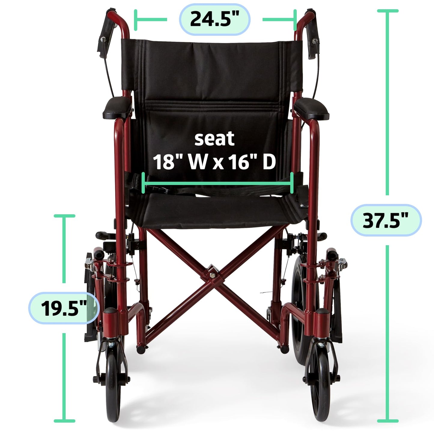 Silla de Ruedas Medline Rojo con Freno de Mano para Adultos