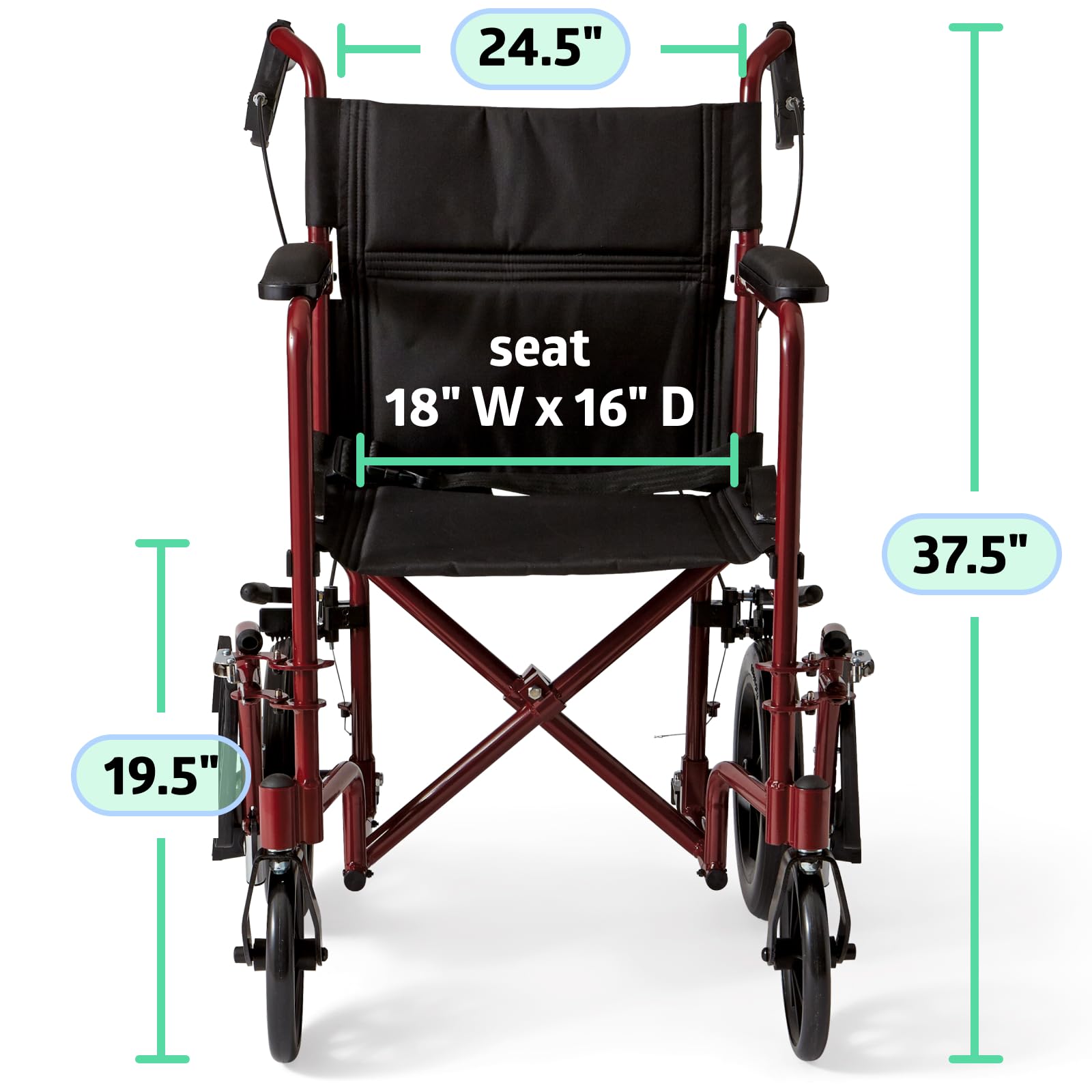 Silla de Ruedas Medline Rojo con Freno de Mano para Adultos