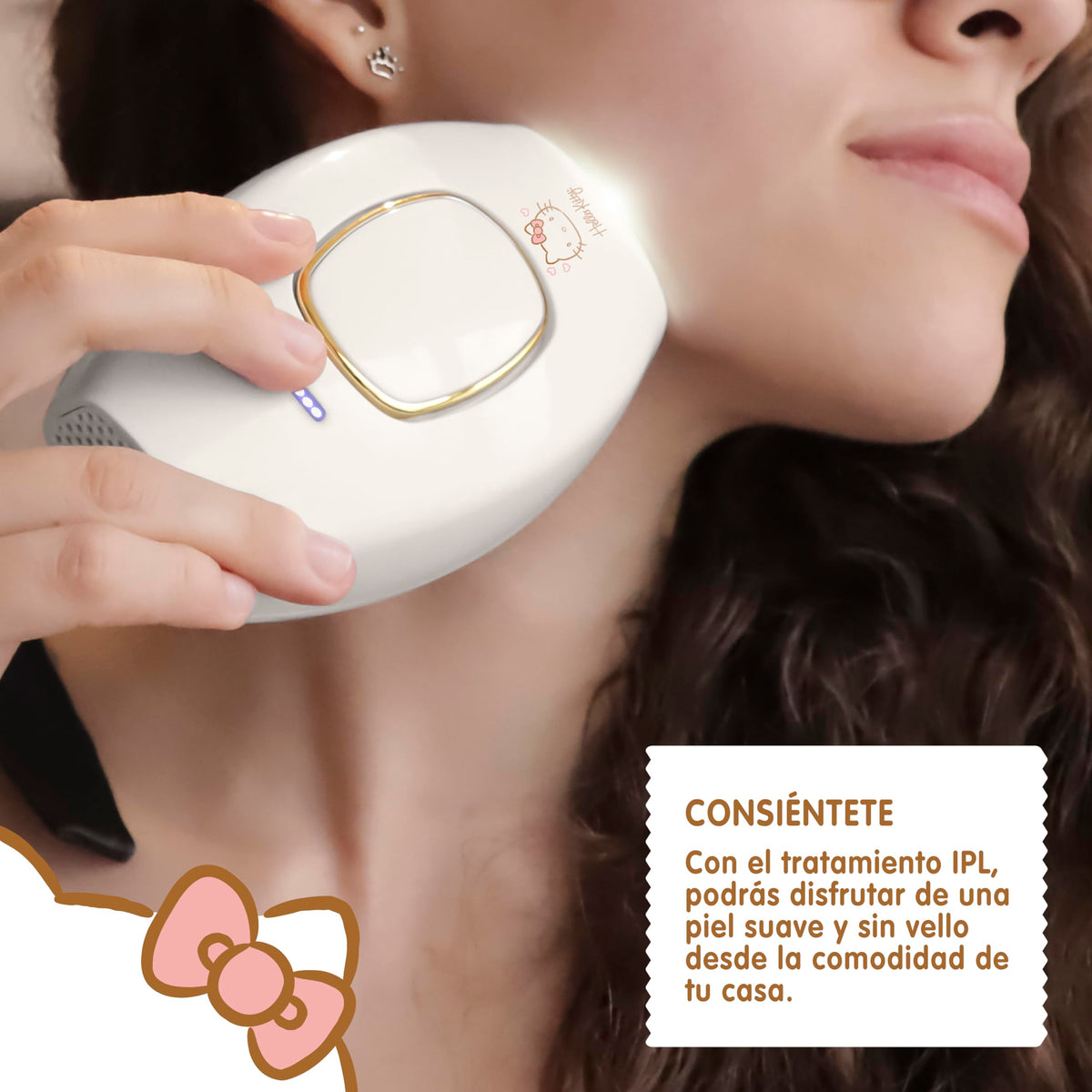 SANRIO Depiladora Profesional de Luz Pulsada Hello Kitty HK-IPL con 300,000 Disparos; Elimina Vello Facial, Corporal, Axilas, Piernas, Bikini y Brazos; Reducción Permanente, Uso en Casa, Unisex, Alternativa a Depiladora Láser Mujer.