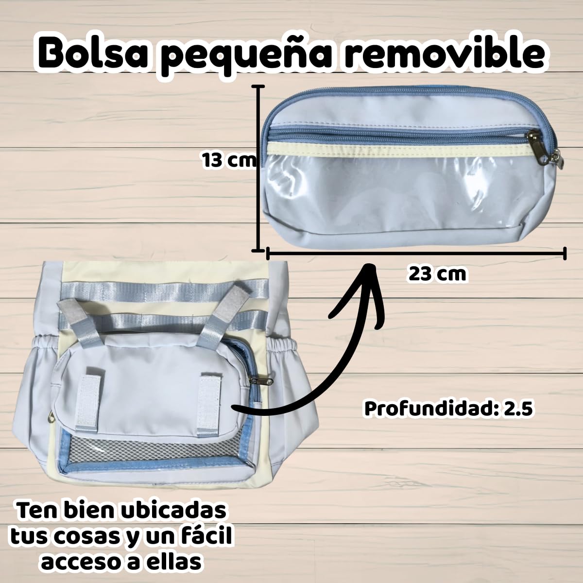 Mochila Pañalera Moderna Multifuncional de Nylon con Ventanas Transparentes, Bolsa Organizadora Urbana Ligera y Compacta para Bebé, Bolsas laterales, Bolsita y Asa Removibles (Celeste)