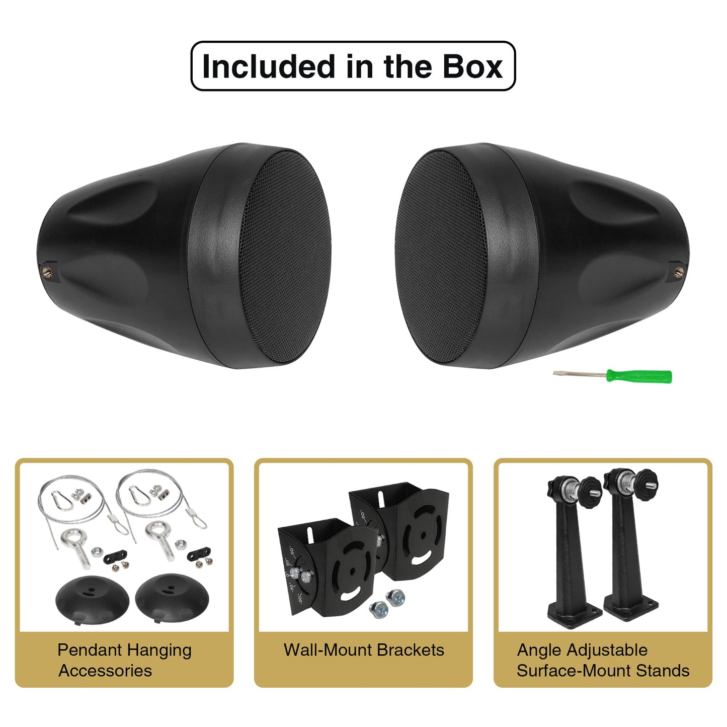 Sound Town - Paquete de 2 altavoces colgantes para todo tipo de clima, IP66, montaje en pared, paisaje, 70 V/100 V/8 ohmios, altavoz comercial para interiores y exteriores para instalación doméstica y