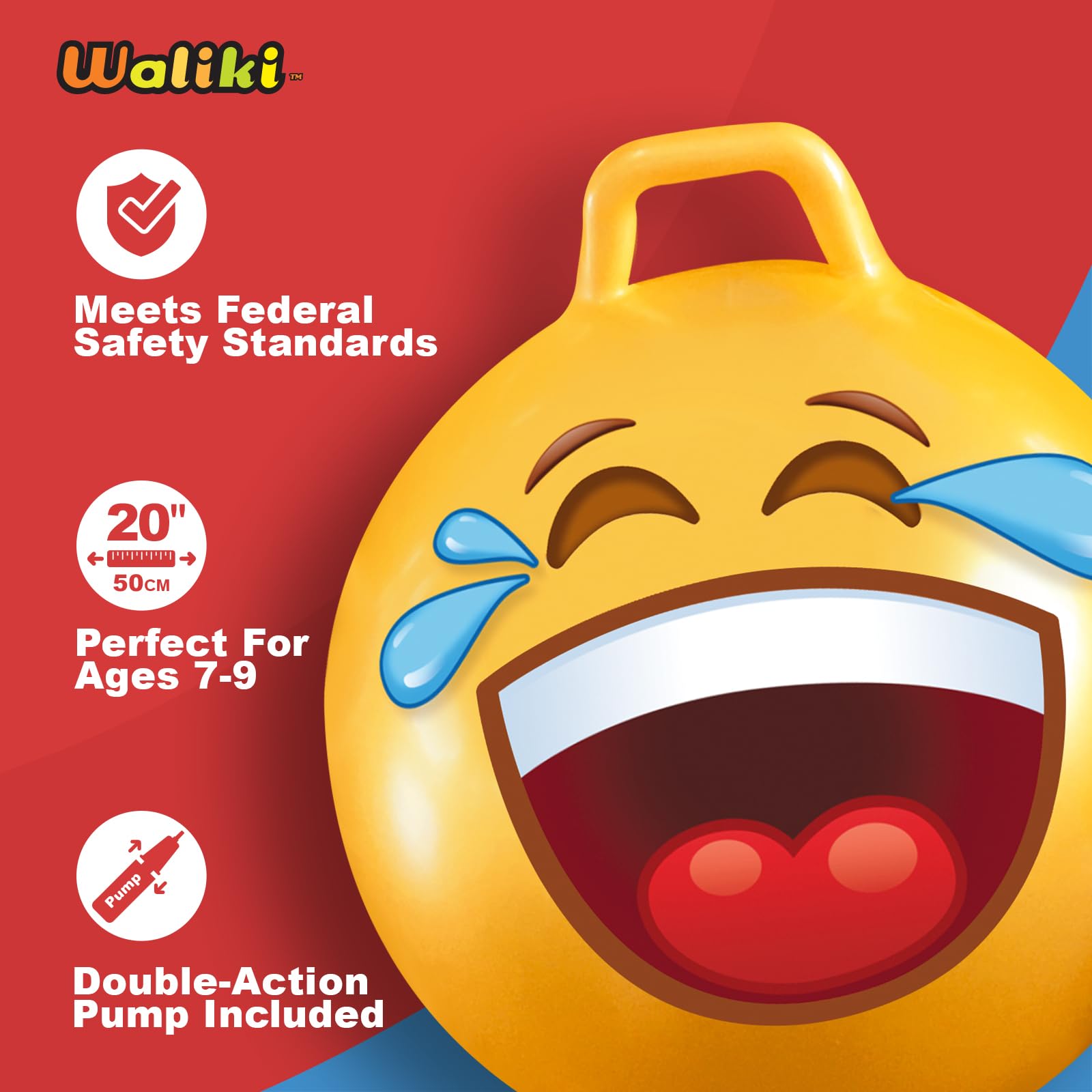 Hopper Ball WALIKI Toys Emoji 20 Pulgadas para Niños de 7 a 9 Años