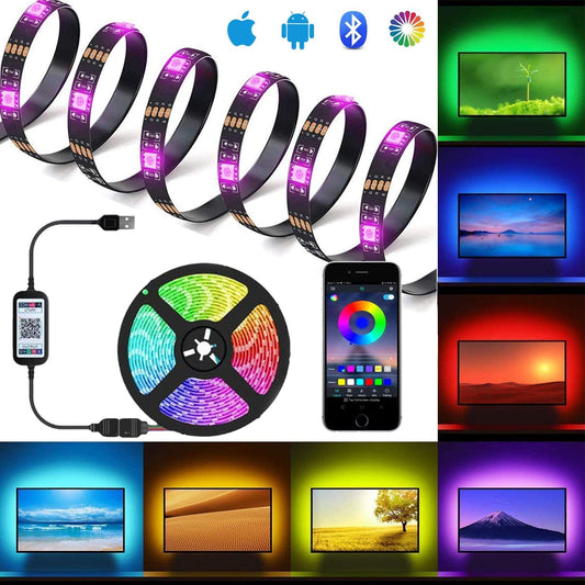 Tira Led TV Fotgear RGB 5050 2M USB Control de App Impermeable IP65 para Decoración del Hogar y al Aire Libre