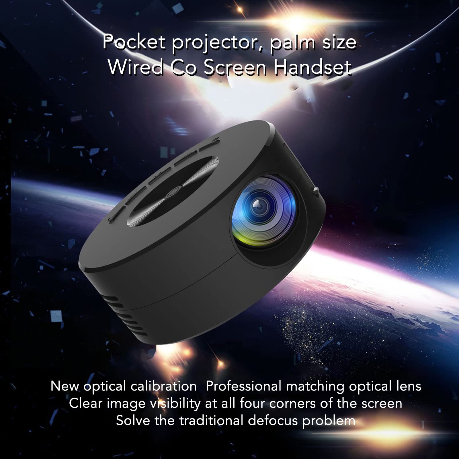 Hilitand Mini 1080P, de Películas Portátil con Interfaz Enriquecida y Altavoz Incorporado de Cine en Casa Portátil Al Aire Libre para Teléfono Inteligente