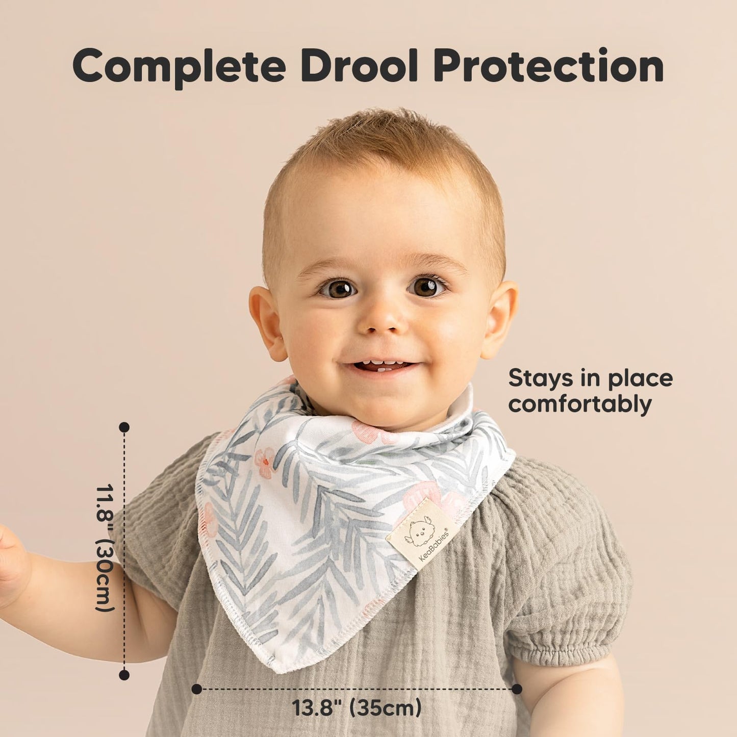 Paquete de 8 baberos orgánicos para niñas – Baberos triangulares súper absorbentes para bebés babeos y dentición, 100% algodón extra suave para recién nacido, bebé de 0 a 36 meses (floración)