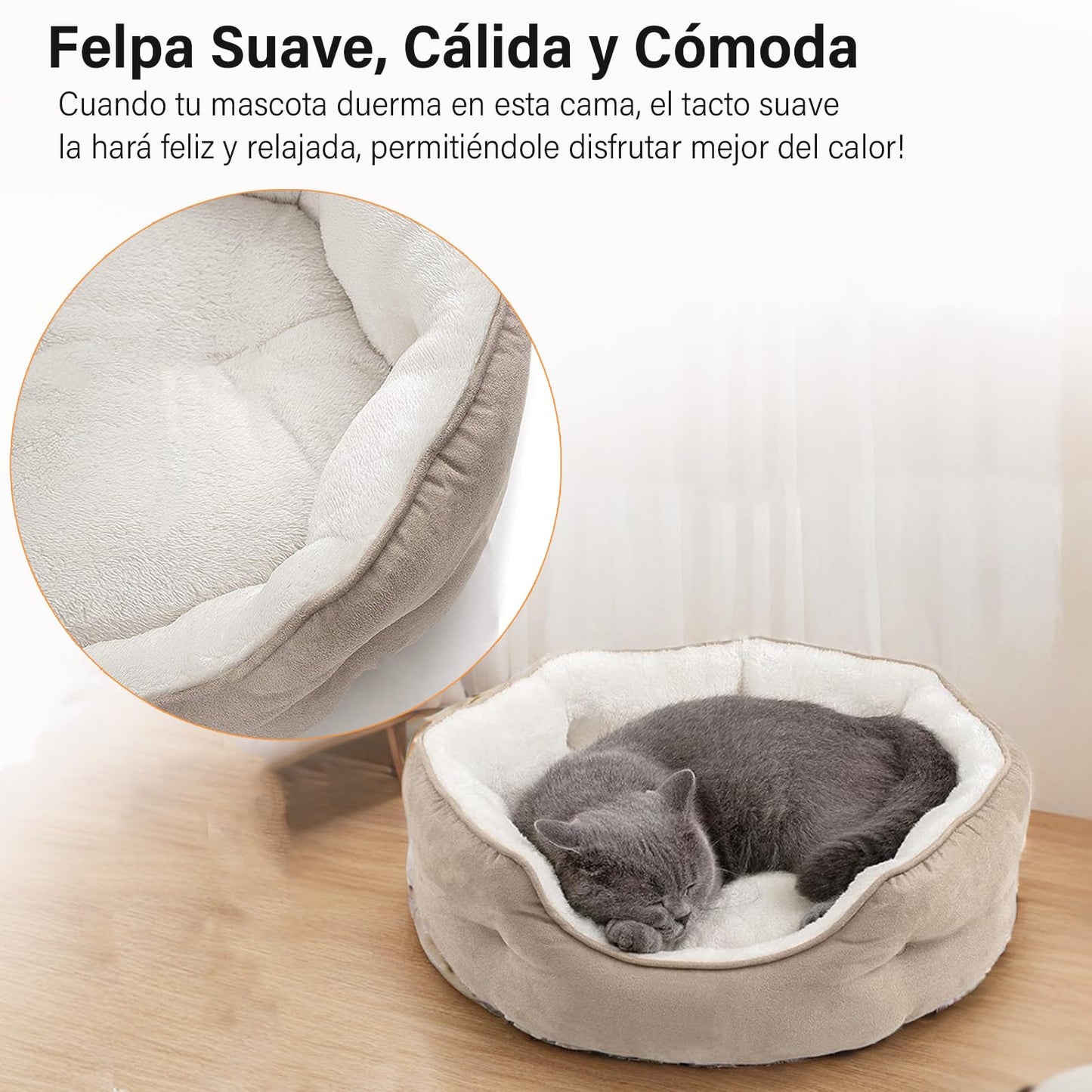 Cama OPUEW Caqui Antideslizante Terciopelo Comodidad para Perros y Gatos Pequeños