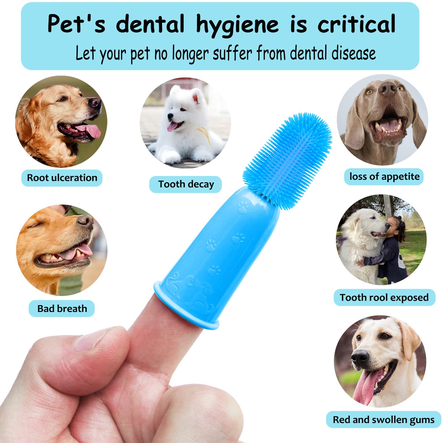 Cepillo de Dientes para Perro RosyLife Neutro de Tamaño Pequeno a Grande