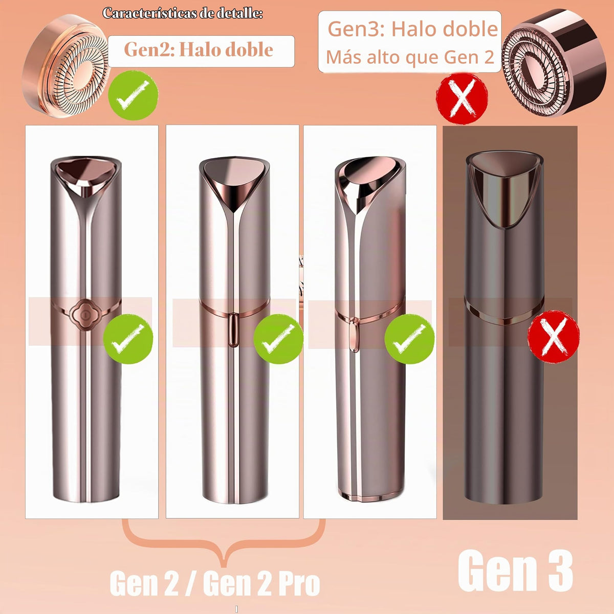 Cabezales de repuesto para el acabado Touch Flawless Facial removedor de vello para mujeres Gen 2, cabezales de repuesto para depilación impecable