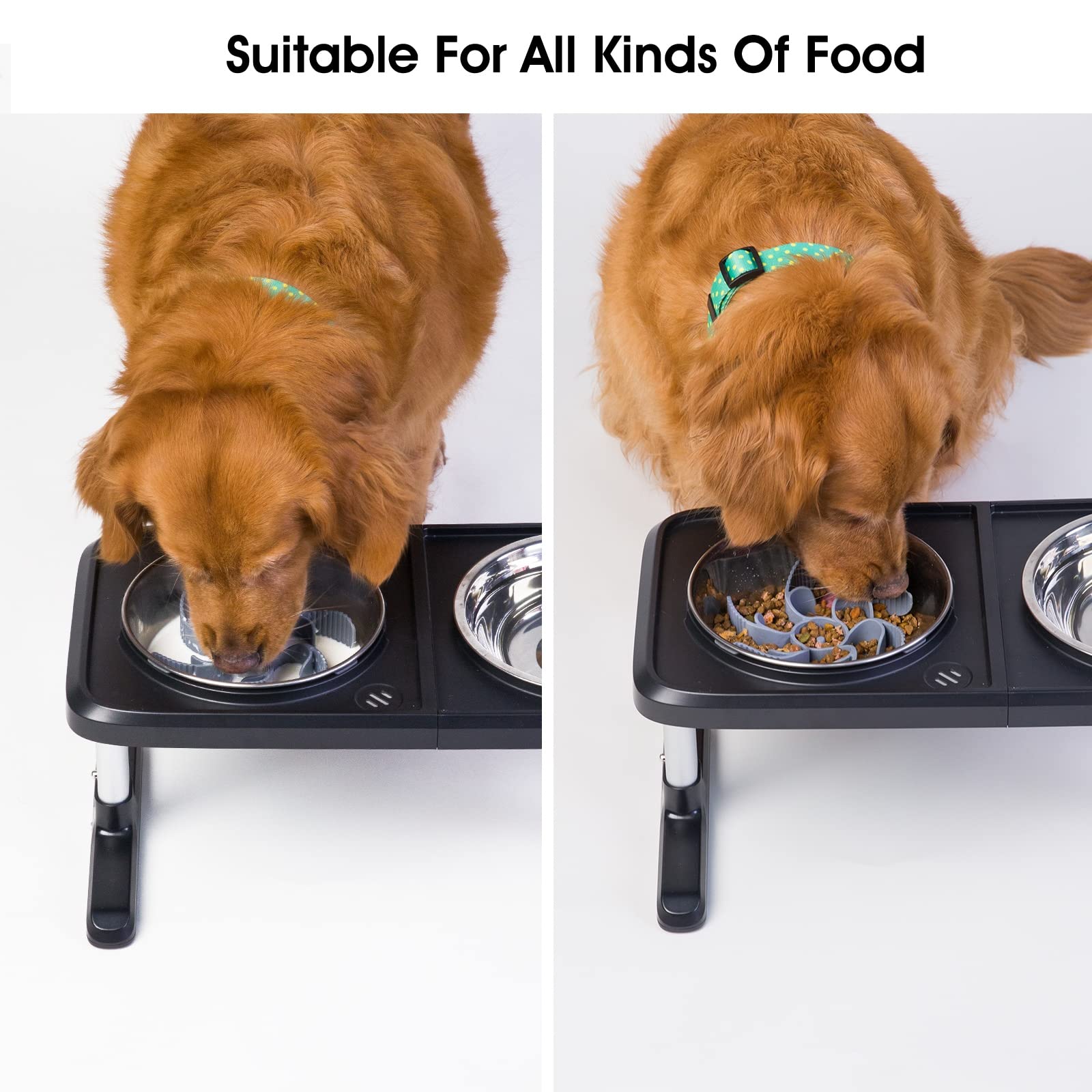 Keegud Cuencos para perros de alimentación lenta [36 ventosas de pulpo] tazón para perros súper firme de alimentación lenta [cortable] para razas grandes y perros de tamaño mediano compatible con cuencos regulares y elevados (turbina)