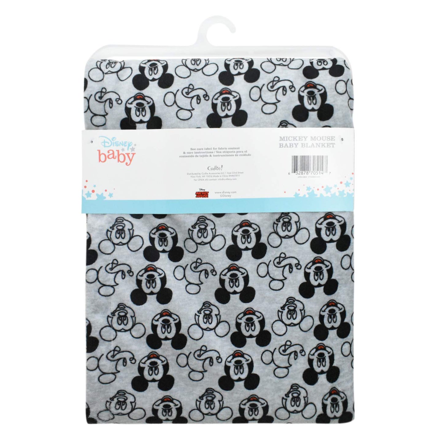 Cudlie Disney - Manta de visón de doble cara con estampado de micky gris (30 x 40)