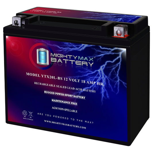Batería deportiva YTX20L-BS de 12 V, 18 AH 270 CCA Power – Mighty Max Battery Brand Product