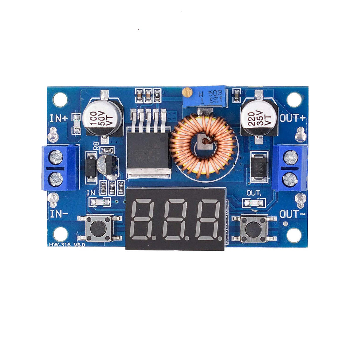 Convertidor DC-DC Buck Regulador de Voltaje 5A 4-38V a 1.25-36V con LED de Alta Potencia Paquete de 2