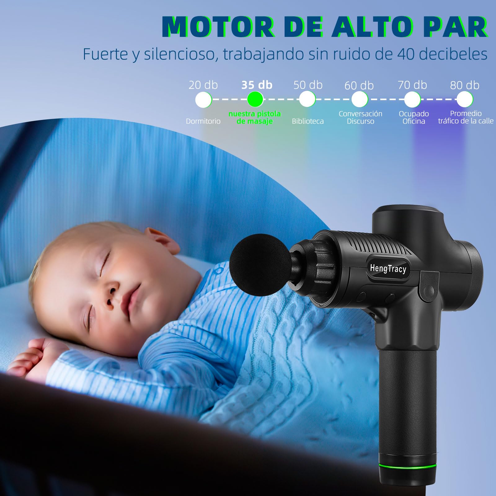 Pistola de Masaje, Massage Gun Inalámbrico Masajeador de Percusión de Tejido Profundo Ultra Silencioso 30 Velocidades Nuevo Estilo Masajeador Electrico Muscular de Relajación Corporal