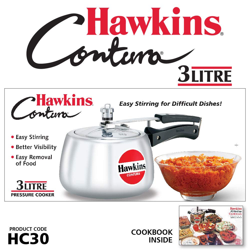 Hawkins HC30 Contura 3-Liter Pressure Cooker, Small, Silver