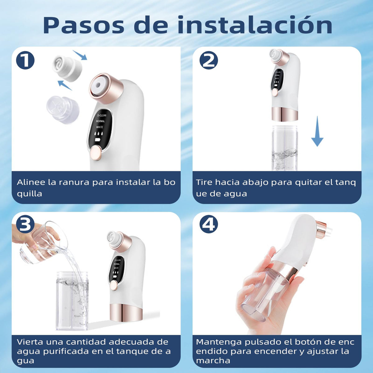 Removedor de Espinillas,Limpiador de Poros faciais,separação de sujeira por microbolhas com 6 ponteiras de sucção substituíveis e 3 modos,Succionador de Puntos Negros USB Recargable, unissex.