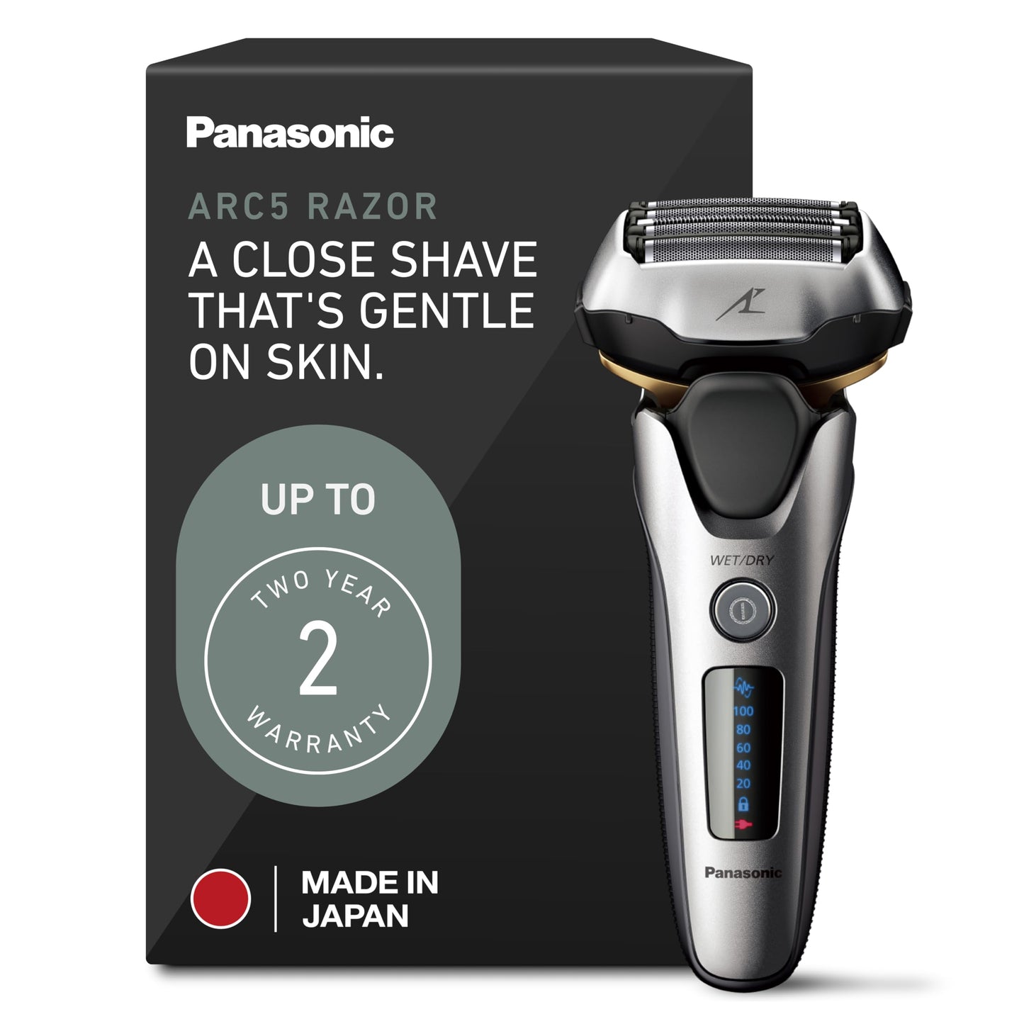 Panasonic ARC5 - Maquinilla de afeitar eléctrica para hombres con recortadora emergente, afeitadora eléctrica de 5 hojas con sensor de afeitado inteligente y cabezal pivotante flexible 16D - ES-ALV6HS