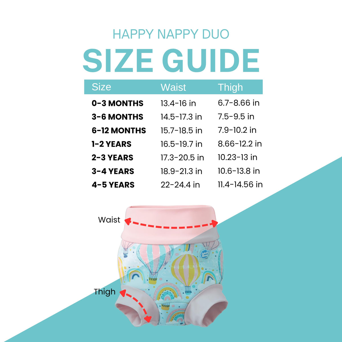 Splash About Pañal de natación unisex para niños Happy Duo Baby and Toddler Swim Nappy, Up & Away, 3-4 años, Up & Away, 3-4 Años