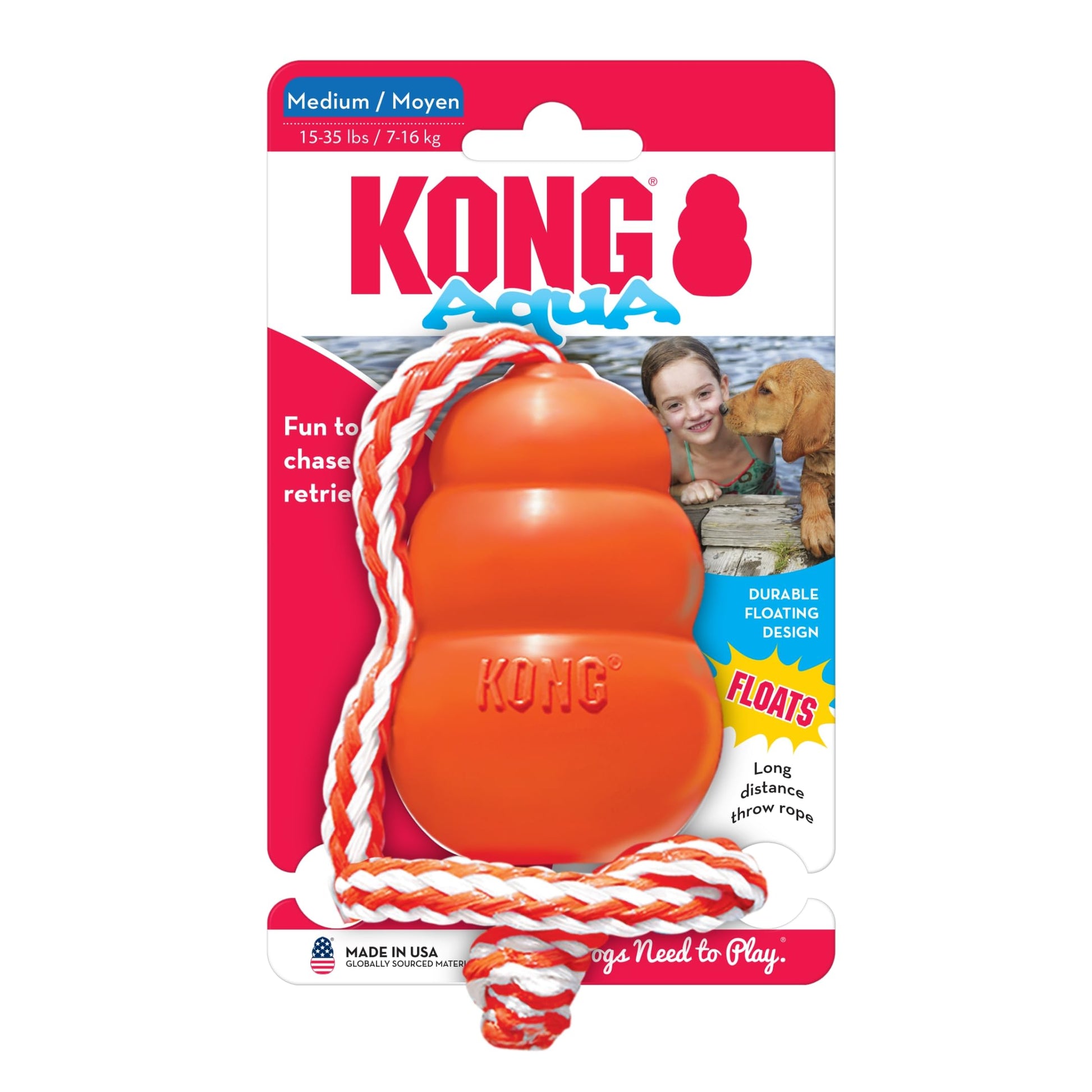 Kong Interactive Aqua Toy, Color Naranja, Mediano