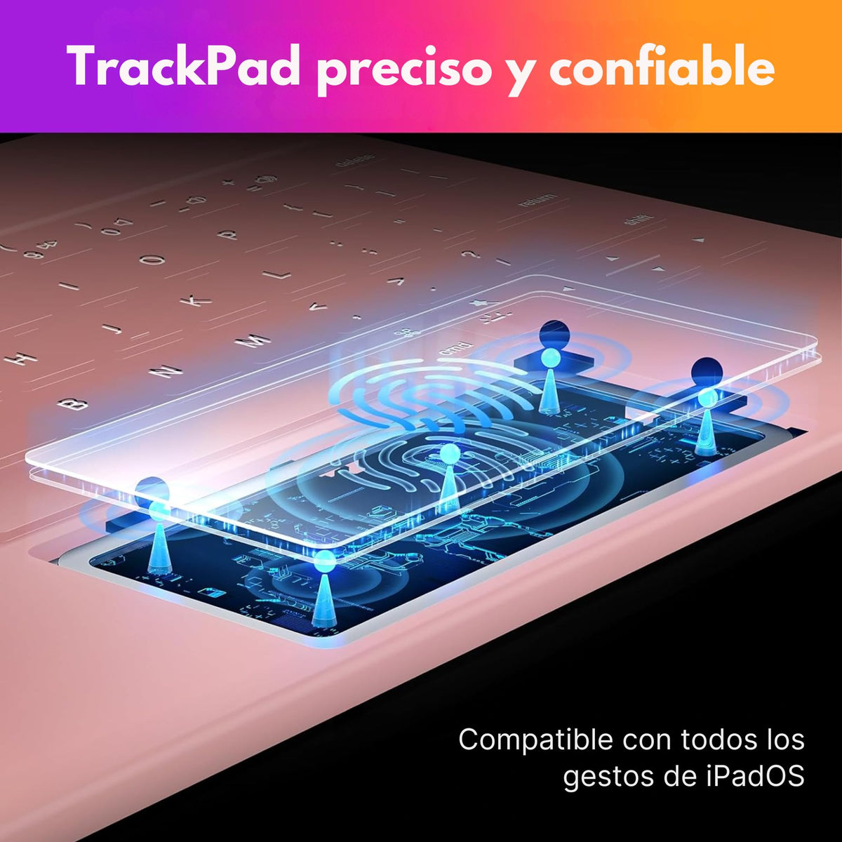 Funda con Teclado Mágico MR. GADGETS Rosa con Trackpad Multi Touch para iPad Pro 12.9"