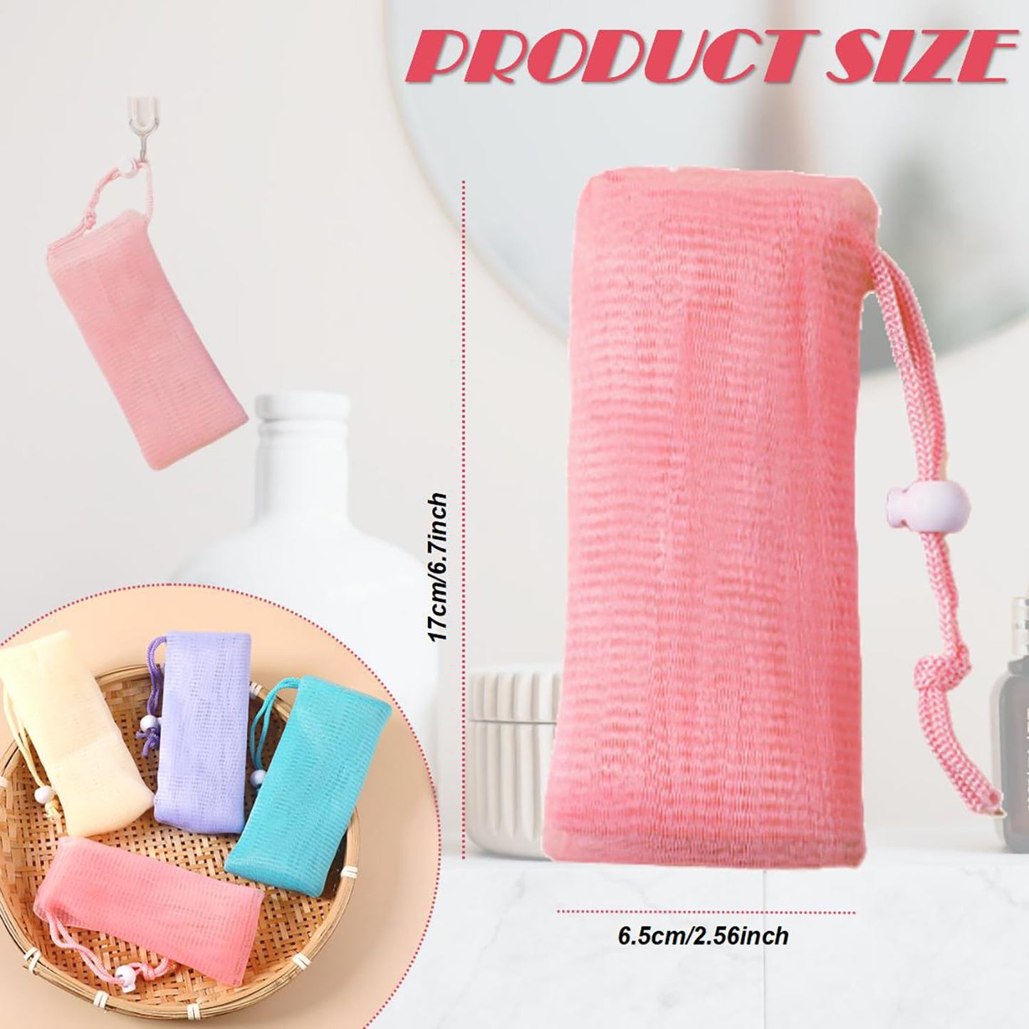 10 paquetes de bolsas de jabón de malla exfoliante, bolsa de malla para guardar jabón, red de espuma de burbujas, bolsa de jabón de red con cordón para ducha, herramienta de limpieza facial y