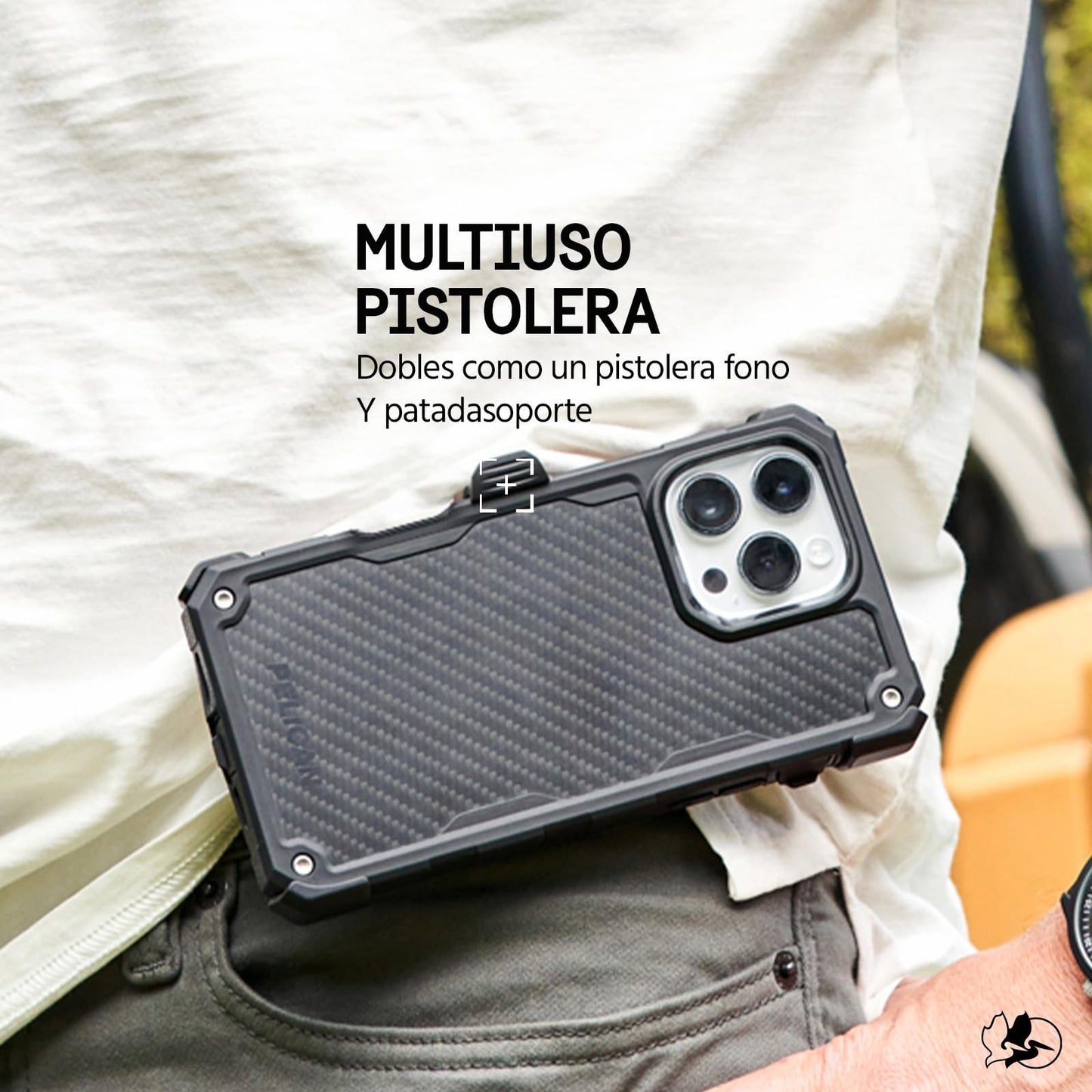 Estuche para iPhone 16 Pro MAX Pelican Carbono Compatible con MagSafe y Funda con Clip para Cinturón