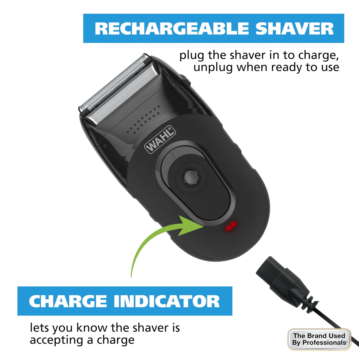 Wahl 7065 - Kit de afeitadora compacta de iones de litio con láminas higiénicas y barra de corte con láminas flexibles dobles que se mueven con los contornos de tu cara