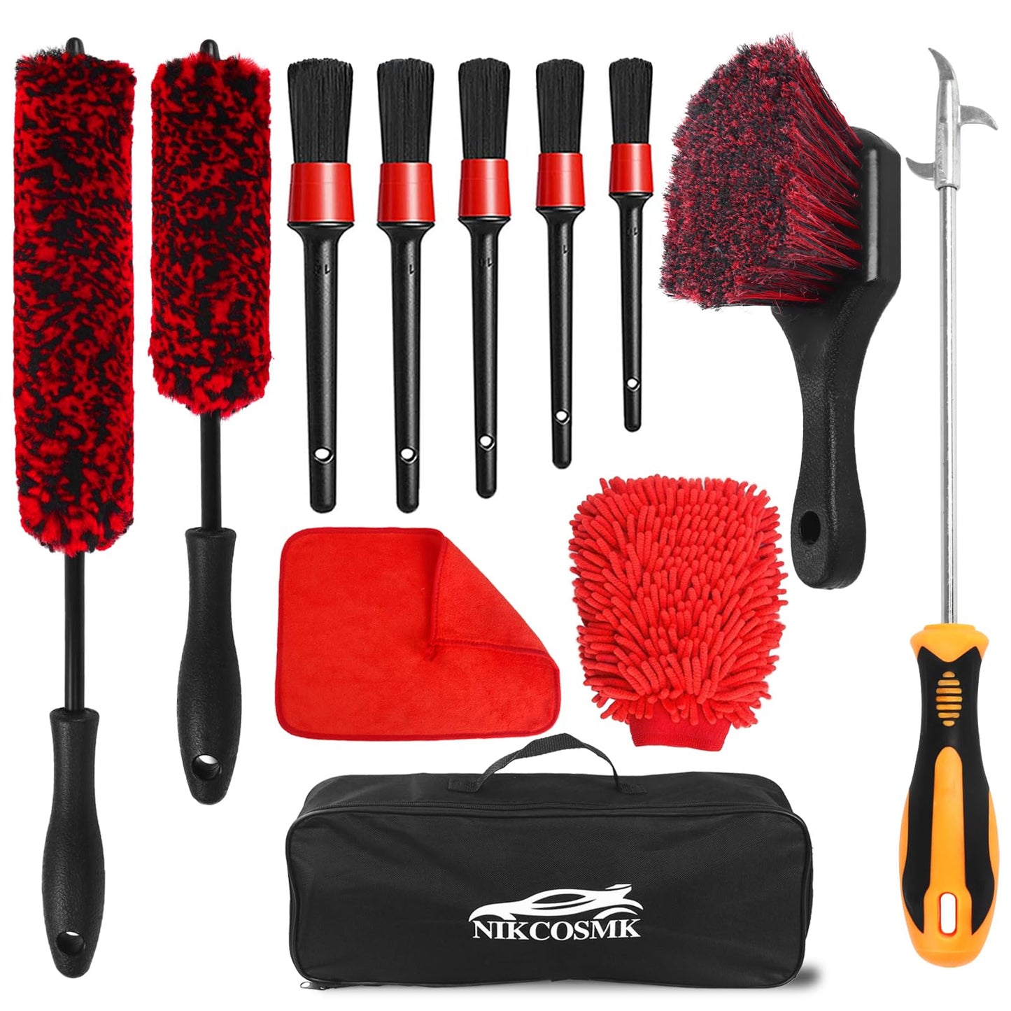 Kit de Cepillos Nikcosmk Multicolor para Ruedas y Neumáticos de Coche, Flexibles y Duraderos