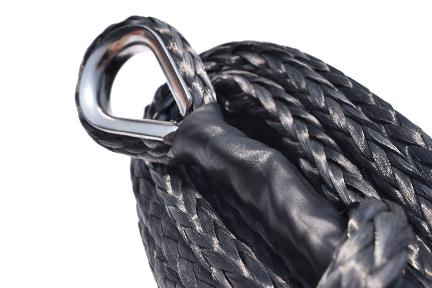 10mm3/8 inch Synthetic Winch Rope Extension with Two Loops (3/8"85ft, Black)