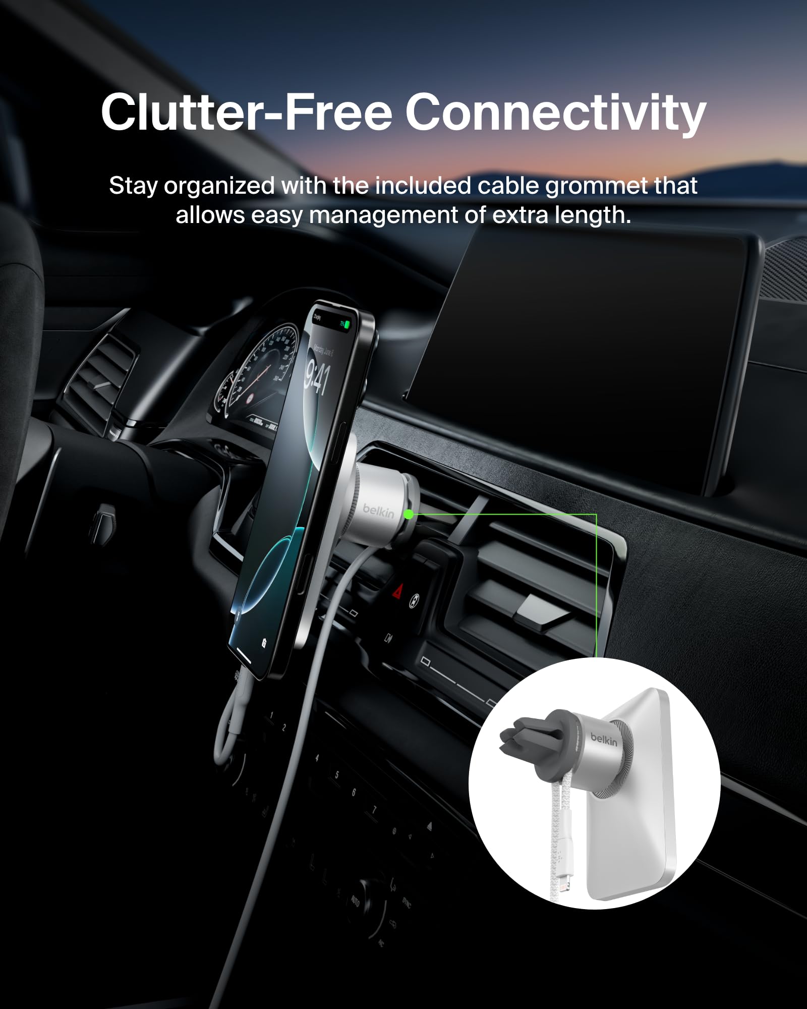 Belkin WIC002btGR Montaje de Ventilación de Coche Pro MagSafe, Negro