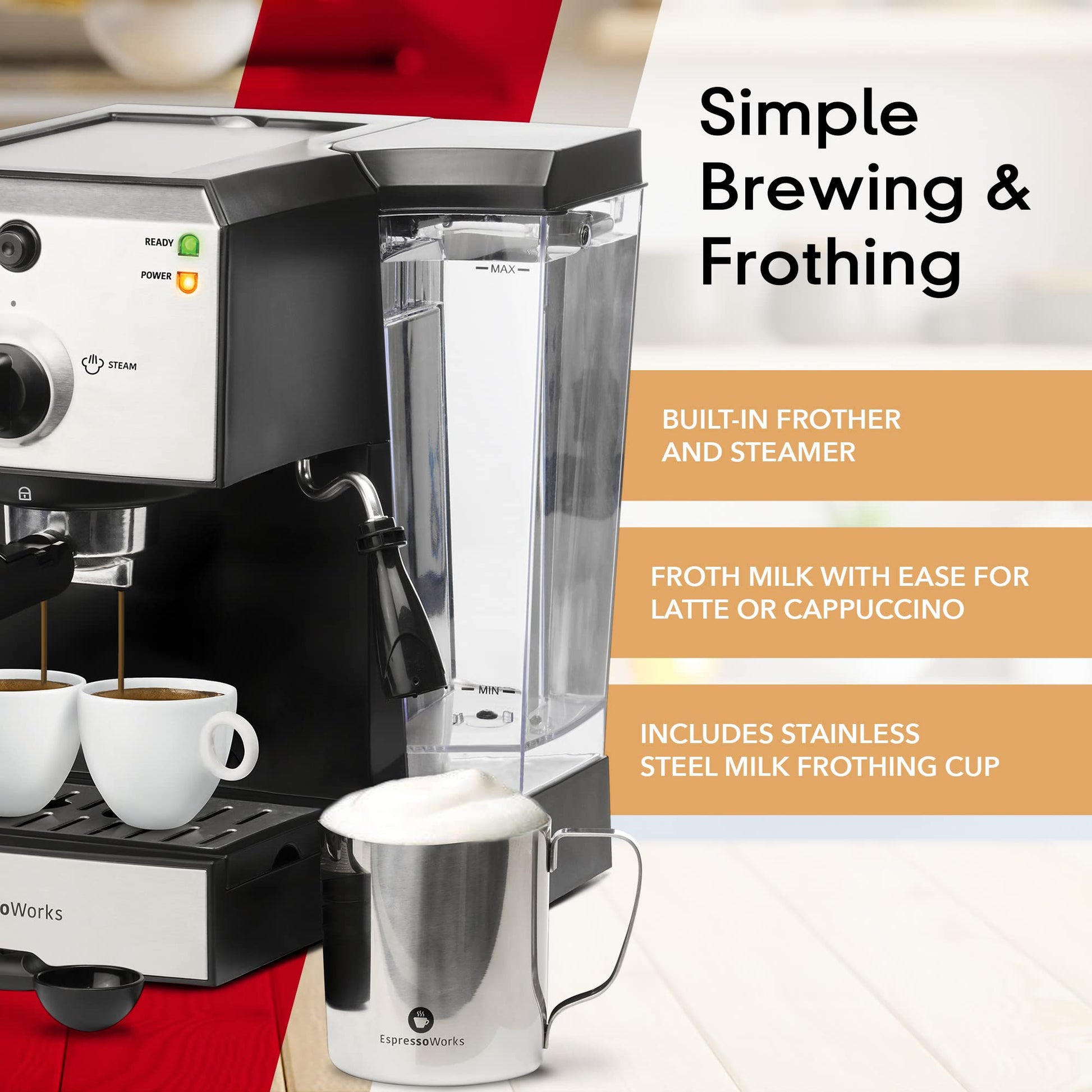 Máquina de Espresso y Cappuccino Barista Empaque Completo EspressoWorks Acero Inoxidable