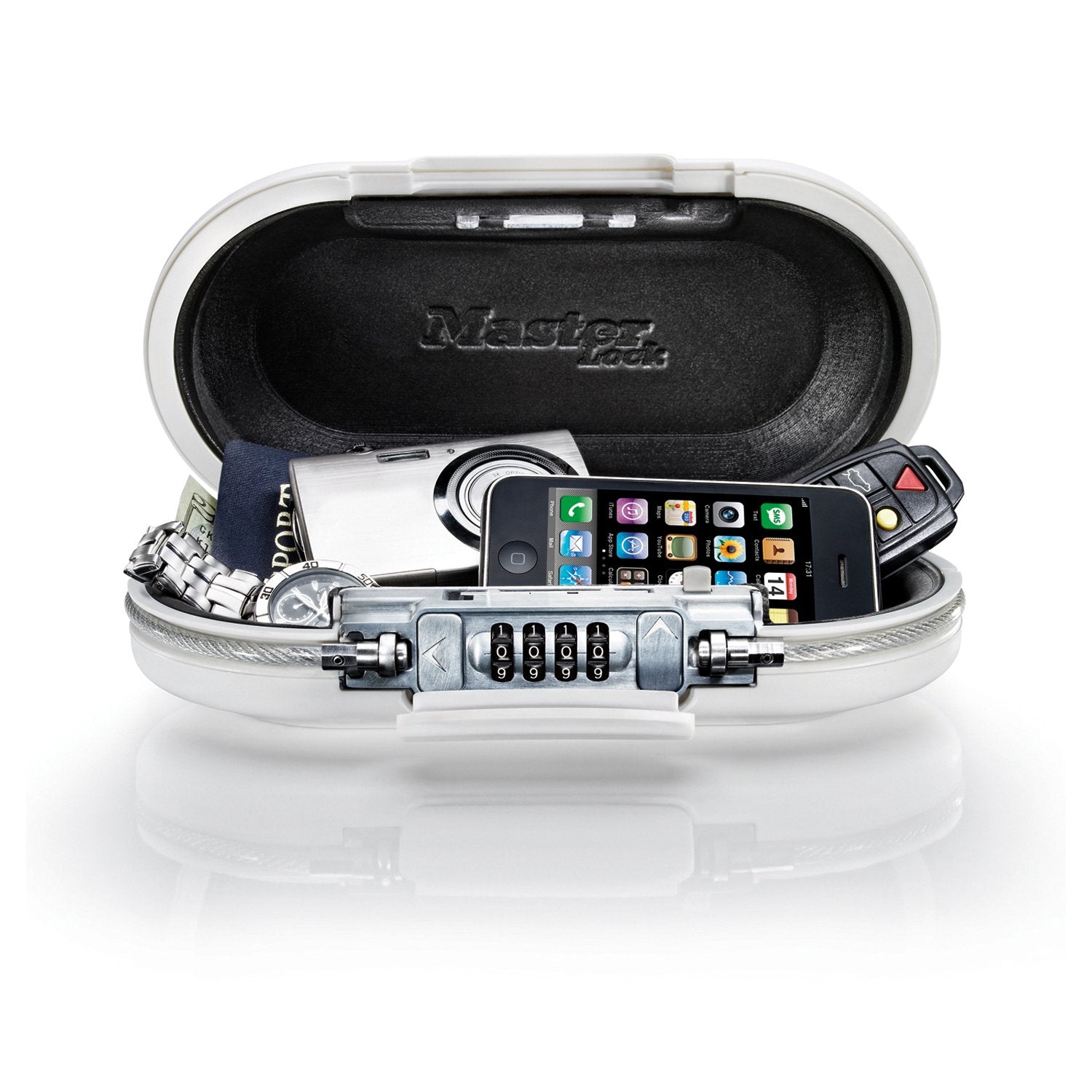 Caja Fuerte Portátil Master Lock Gris y Blanco SafeSpace