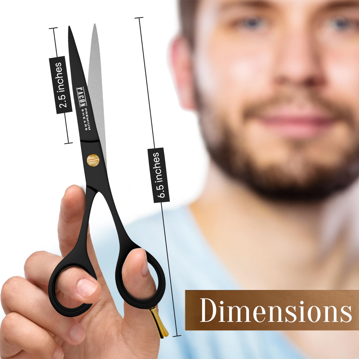 Facón Professional Razor Edge Barber Tijeras de corte de pelo – Acero inoxidable japonés – 16,5 cm de longitud – Tornillo de tensión de ajuste fino – Tijeras premium de calidad de salón (The Bravo)