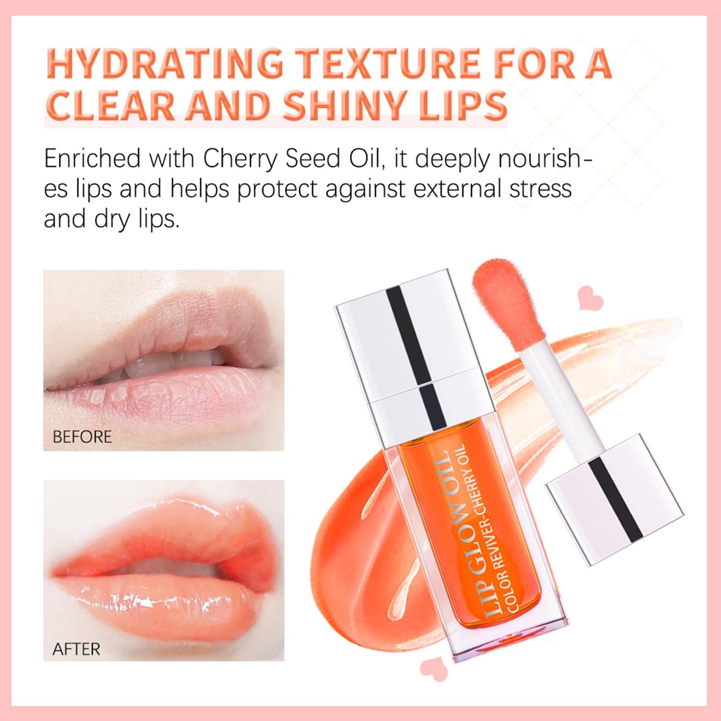 Littryee Cherry Lip Oil - Alivia Los Labios Agrietados Y Mejora El Brillo | Brillo De Labios Hidratante De Larga Duración, Lápiz Labial Líquido De Color Transparente Teñido con Aceite Natural