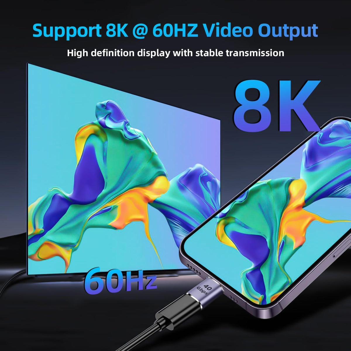 Adaptador Extensor USB C GHQXZT 40 Gbps 8K 60 Hz PD 100 W para MacBook Pro y más
