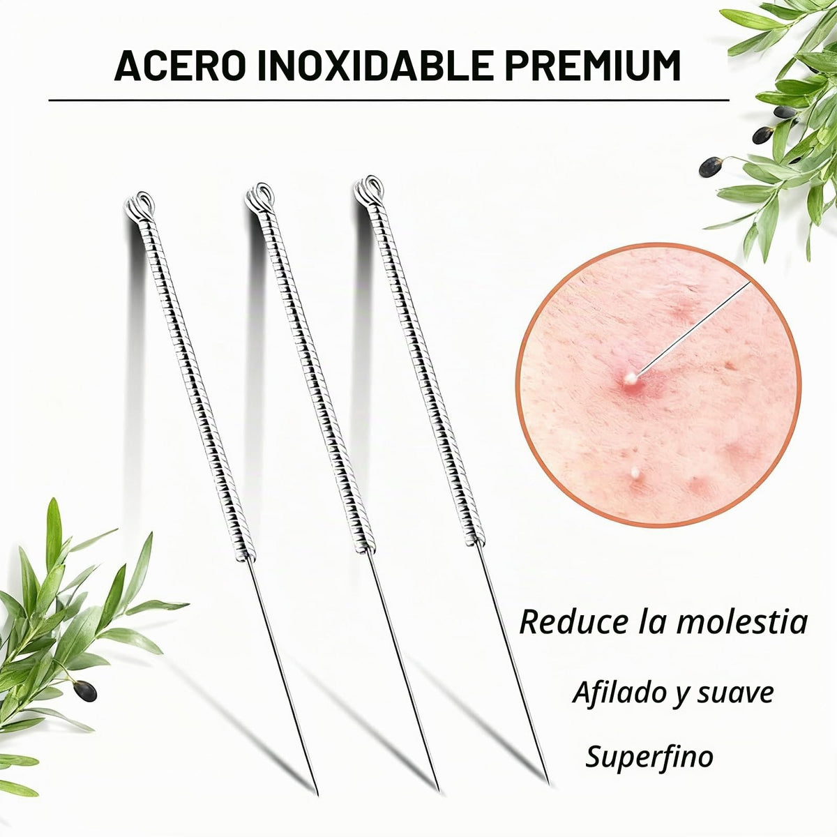 100 agujas desechables para espinillas, herramientas para eliminar manchas y manchas, comedón para eliminar manchas y manchas, piezas de herramientas de perforación de espinillas (1 unidad)