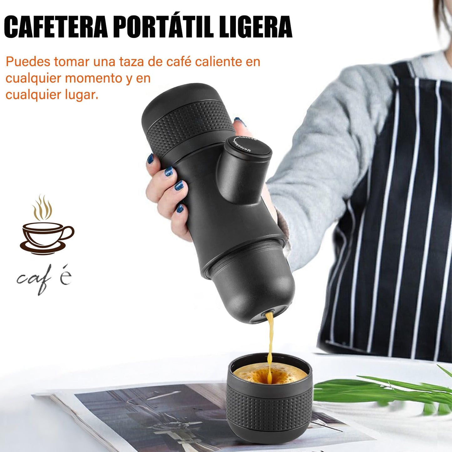 Cafetera Manual TYEGDAVD Negro con Taza Incluida para Camping y Viajes