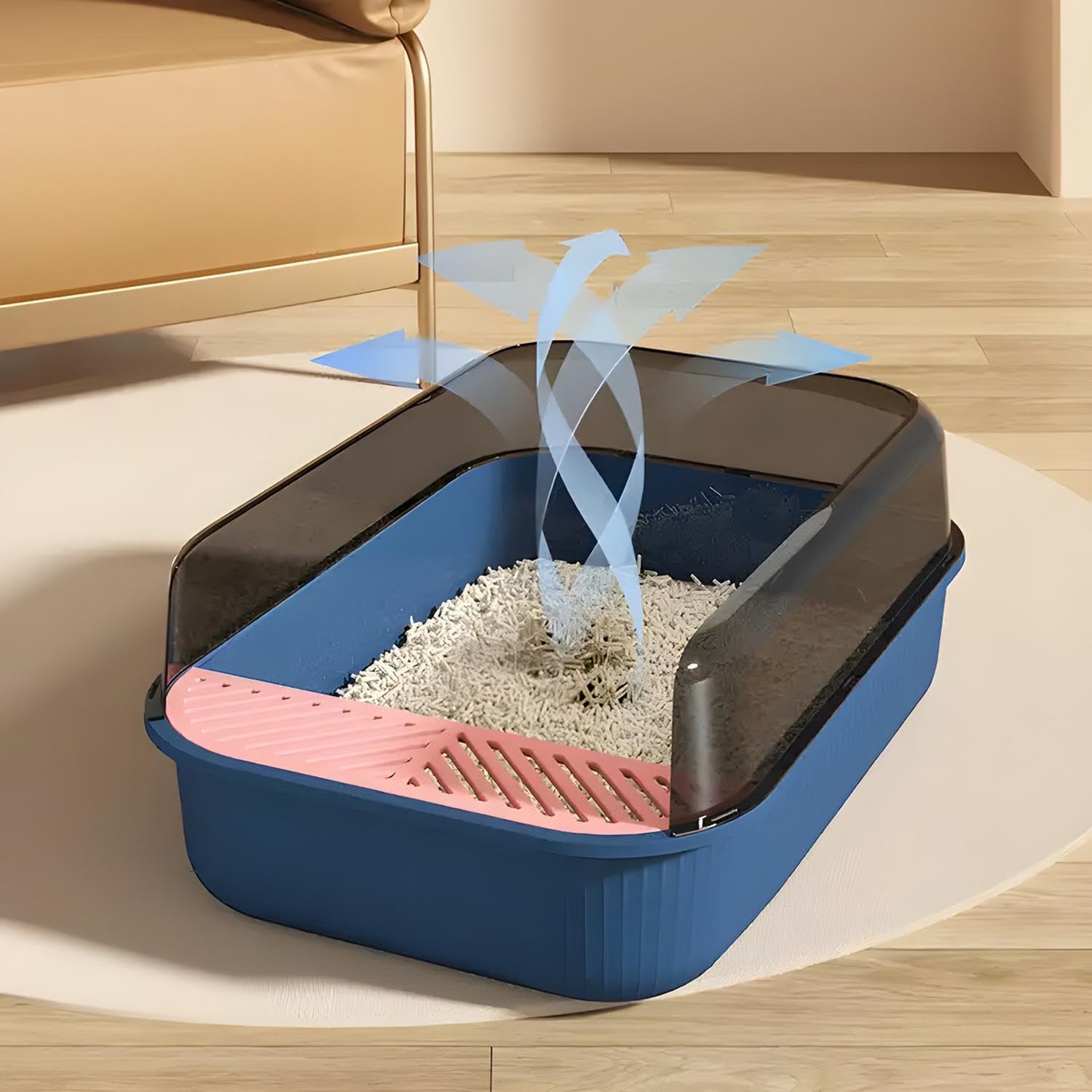 Arenero Grande para Gato MATCHI Negro con Extensión y Pala Limpiadora