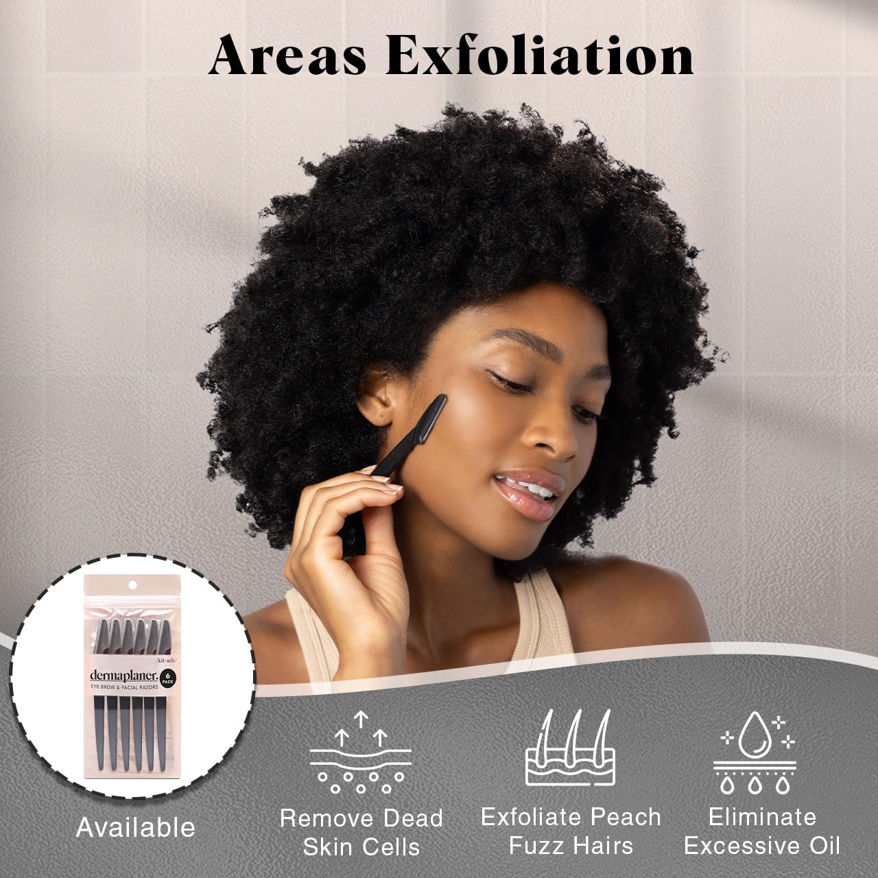 Kitsch Pro Dermaplaning, juego de herramientas de depilación facial para mujeres, maquinilla de afeitar de cejas y maquinilla de afeitar facial para mujeres, paquete de 12 (Negro)