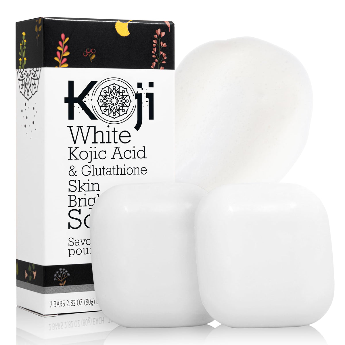 Kojic Acid & Glutathione Skin Lightening Soap (2.82 oz/2 Bars) - Brightening & Bleaching Skin Tone Formula " Reduce Acne Scars, Wrinkles Elimination, Removal Acne Scars, Dark Spots And Freckles