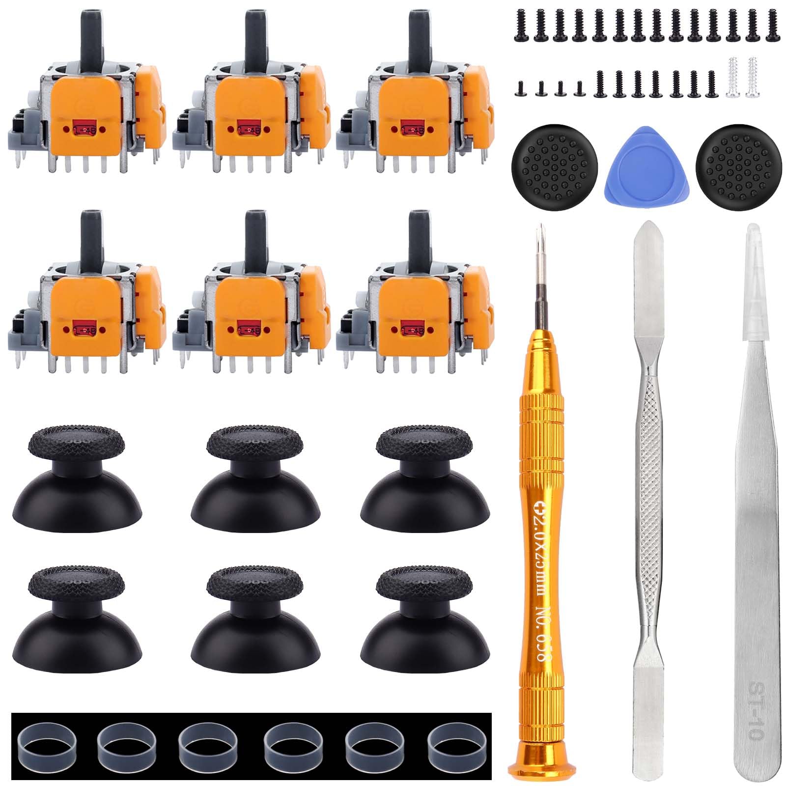 Ikpek - Juego de 6 joysticks de efecto salón de repuesto para driver DualSense PS5, sensor analógico 3D para rueda de pulgar de palanca de mando de mando de mando de mando de mando de PlayStation 5