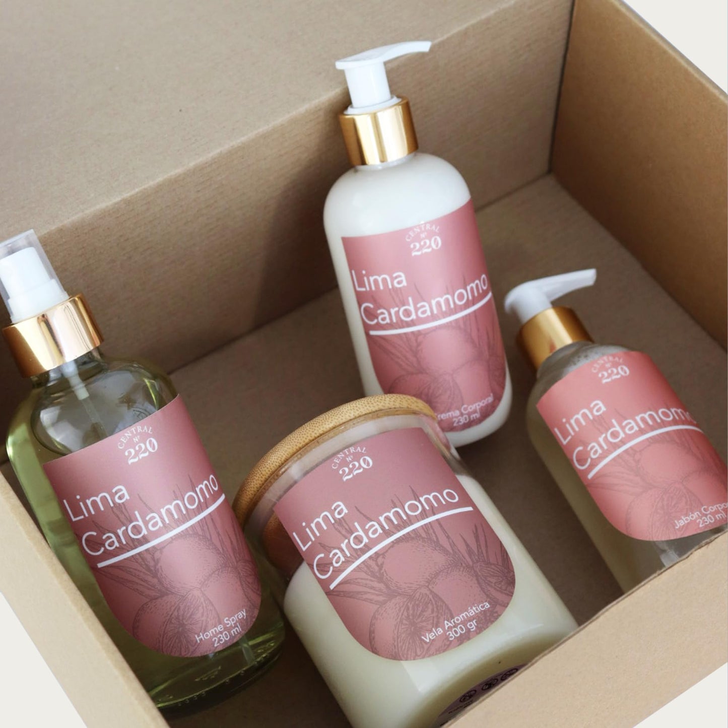 Central 220 | Jabón Corporal Lima Cardamomo | Limpieza Suave y Refrescante con Aroma Cítrico y Especiado | 230ml