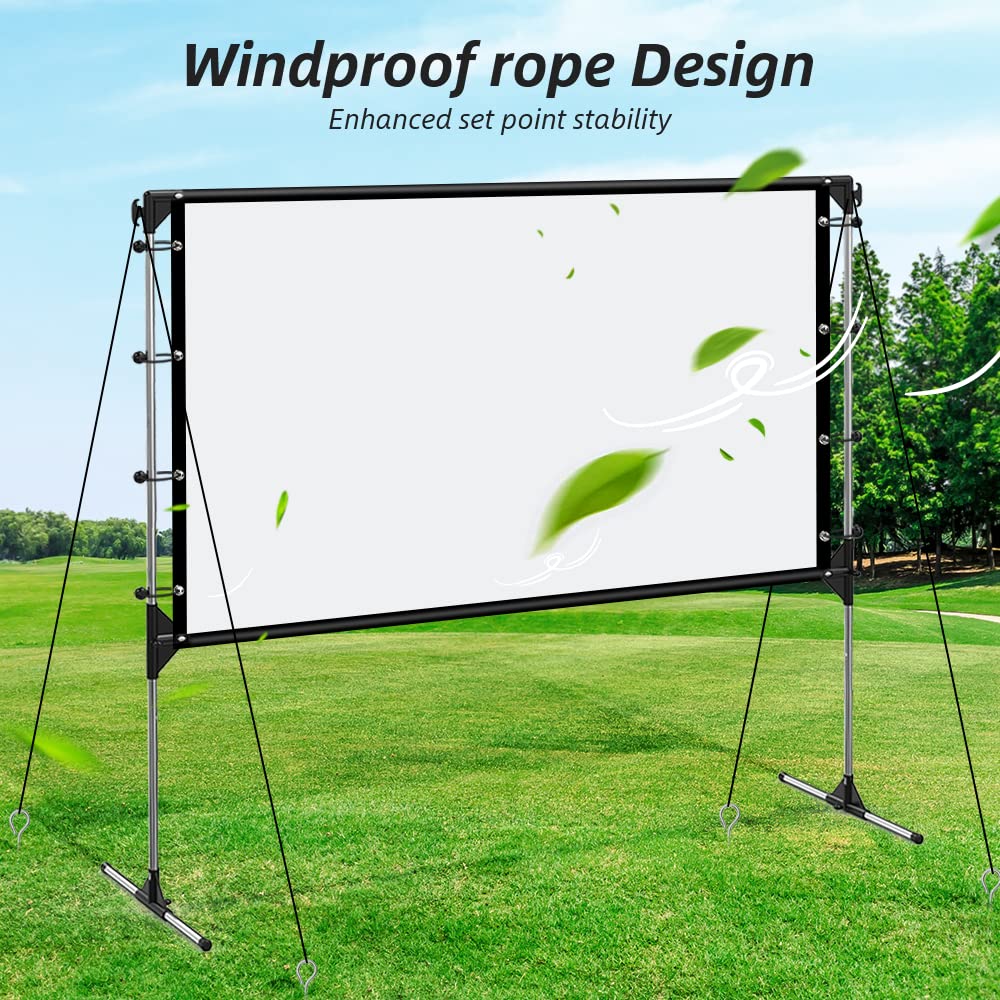 NIERBO Pantalla de proyector con Soporte Pantalla de proyección de películas 16:9 4k HD retroproyección Frontal con Bolsa para Cine en casa al Aire Libre Backyard Movie (100 Inch)